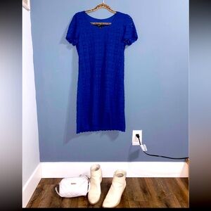 Anne Klein Blue Flutter Sleeve Sheath Dress